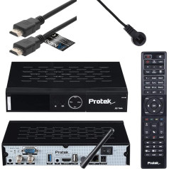 Protek X2 4K UHD Twin SAT Receiver - E2 Linux - 2x DVB-S2 Tuner - WiFi WLAN, Infrared Sensor, USB 2.0 & 3.0, Multistream, HDTV, 2160p, HDR + Anadol HDMI Cable [Astra & Hotbird Pre-Programmed]