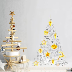 Ambiance Sticker Christmas Stickers Self Adhesive Christmas Decoration Bedroom Living Room Christmas Tree Gold and Grey Height 40 x L30 cm
