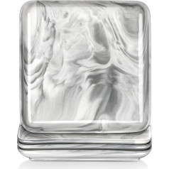 Malacasa, Ivy Series 4-Piece Set Marble Porcelain Flat Plate Dinner Plate 25.8 x 25.8 x 3 cm for 4 People