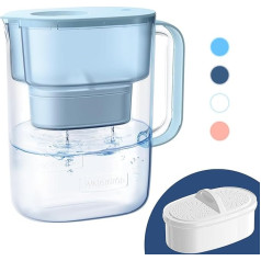 Кувшин-фильтр для воды Waterdrop Lucid с фильтром 1×90 дней, 3,5 л, уменьшает содержание фтора, хлора и т.д., сертифицирован NSF, не содержит бисфенола, с