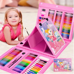 WEEKSUN 240-Piece Deluxe Painting Set Children, Creative Painting Box for Castle Theme, Painting Case for Children Beginners with Colouring Pencils, Oil Pastels, Sketch Pencils, Watercolour Cake,