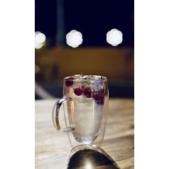 YEM 6 x 400ml Double Walled Thermal Latte Macchiato Cocktail Dessert Tea Glass Set Double Wall Glasses Hug