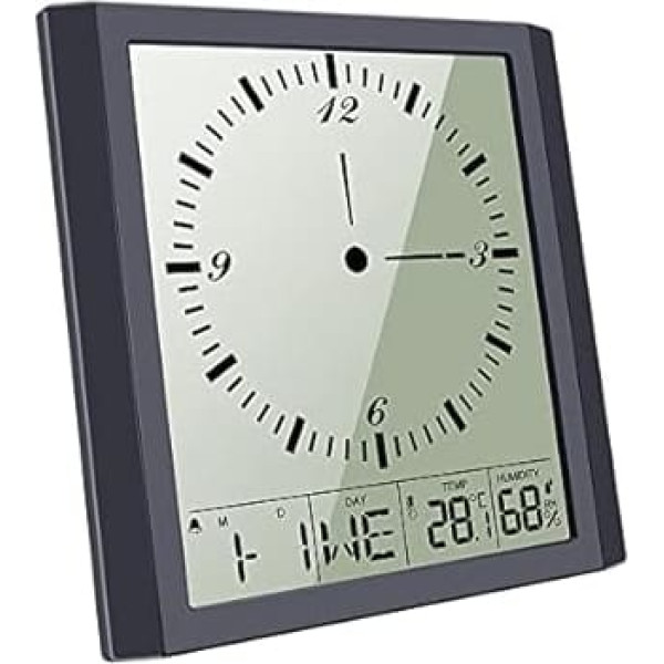Lancoon Цифровые настенные часы с экраном, внутренняя температура, влажность, отключение звука, пробуждение для крепкого сна, черный