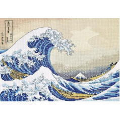 Povitrulya The Great Wave Off Kanagawa Adult Cross Stitch Kit - Hokusai's Ukiyo-e Japanese Art - Набор для вышивания с рисунком Япония