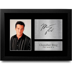 HWC Trading Chandler Bing A4 Framed Signed Printed Autographs Picture Print Photo Display Gift For Friends Matthew Perry TV Show Fans