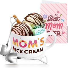 R HORSE Набор из 4 чаш для мороженого с ручкой, ложка из нержавеющей стали, керамические глубокие десертные чашки для папы, чаши для сундэ, стеб