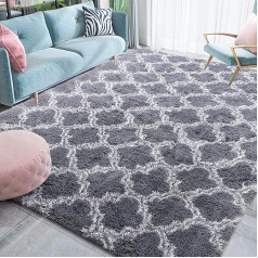 Ковер для гостиной с высоким ворсом Leesentec, пушистые ковры с длинным ворсом для гостиной и спальни, современный дизайн лохматого ковра (серы