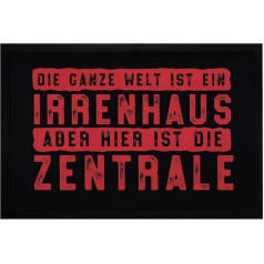 MoonWorks® Коврик для двери с надписью Die ganze Welt ist EIN Irrenhaus Забавные коврики для дверей Нескользящие и моющиеся черные 60 x 40 см