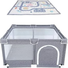 Манеж Star Ibaby Oxford XL + коврик Ultasoft, ультралегкий, мягкий серый