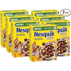 Nestle Nestle Nesquik Duo Cereals Коричневые и белые шоколадные хлопья с цельным зерном упаковка из 7 (7 x 325 г)