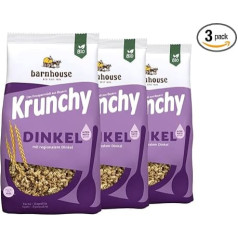 Barnhouse Krunchy Spelt Alternatively Sweetened Organic Spelt Crispy Muesli from Bavaria, подслащенные только рисовым сиропом, 3 x 375 г.