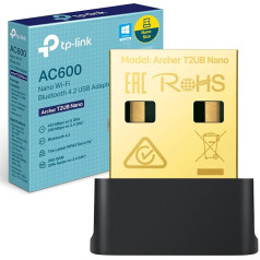 TP-Link AC600 Nano Wi-Fi Bluetooth 4.2 USB-адаптер, двухдиапазонный беспроводной, поддерживает Windows 11/10/8.1/8/7 для Wi-Fi, Windows 11/10/8.1/7 для Bluetooth, безопасность WPA3, Plug and 