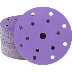 Schleifscheiben, 150 мм, 50 Stück, lila Folienschleifscheiben, 15 Löcher, 6 Zoll, Schleifpapierus Keramik, Körnung 180, für Auto und Holzbearbeitung