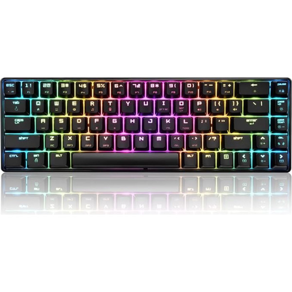 60% Механическая мини-клавиатура, компактные 68 клавиш, USB C проводная RGB-клавиатура, 18 радужная подсветка, портативная совместимость с PS4, Xbox, П