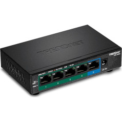 TRENDnet TPE-TG52 5-портовый гигабитный PoE+ коммутатор, мощность 32 Вт по PoE, пропускная способность 10 Гбит/с, IEEE 802.1p QoS, поддержка DSCP Pass-Through, без вентил