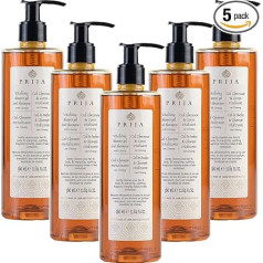 Prija Skin & Hair Shampoo - Бодрящий шампунь для тела - с женьшенем - 100% натуральный, веганский, дерматологически протестированный (упаковка из 5)