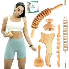 COZLOW 6 в 1 Полный набор инструментов для массажа | Maderoterapy Set Wood Therapy Tools для коррекции фигуры, уменьшения целлюлита и многого другого