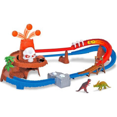 Dickie Toys - Skull Volcano Track Set (100 см) с извержением вулкана, машинами и аксессуарами для динозавров - игрушечная автострада для детей от 3 лет, со свет