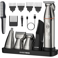 Набор для мужчин BarberBoss QR-6010 5 в 1 - беспроводной триммер для бороды, триммер для волос для мужчин, триммер для волос в носу и ушах, бритва для т