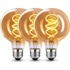 Винтажная лампа Эдисона E27, E27 LED Vintage Dimmable 4 W Light Bulb E27 LED Warm White Edison Light Bulb E27 Vintage Ideal for Nostalgic and Retro Lighting in Home Café Bar, Amber Glass - (SLX)