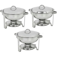 UQACHG Набор из 3 грелок для шведского стола, Edelstahl, для шведского стола, кейтеринг, упаковка с 3 рундированными грелками, Edelstahl-Tablett Größe C