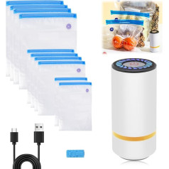 peaceking Мини вакуумный герметик для еды с 10 многоразовыми вакуумными пакетами, USB Type-C портативный вакуумный герметик для кухни, сохранение пр