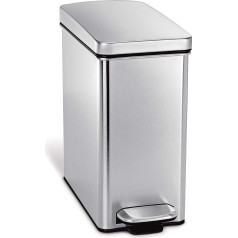 simplehuman CW1898CB 10 л профильное мусорное ведро на ножке, матовая нержавеющая сталь, Ш 16,8 см x В 35,2 см x Г 39,0 см