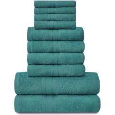 GC GAVENO CAVAILIA Gaveno Cavalia Toronto Набор хлопковых полотенец с 4 лицами, 4 руками и 2 ваннами, Teal, 10 штук, 28 x 23 x 20 см