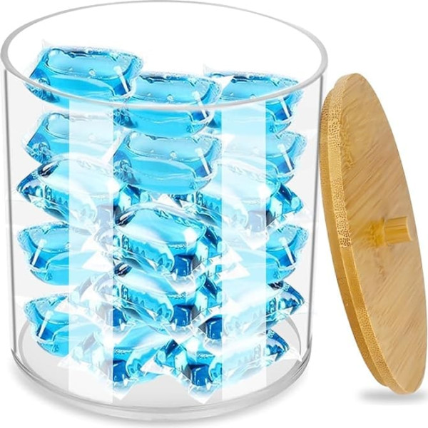 Хранение моющего средства, акриловый контейнер для хранения капсул для стирки, хранение стирального порошка для ванной комнаты с бамбуков