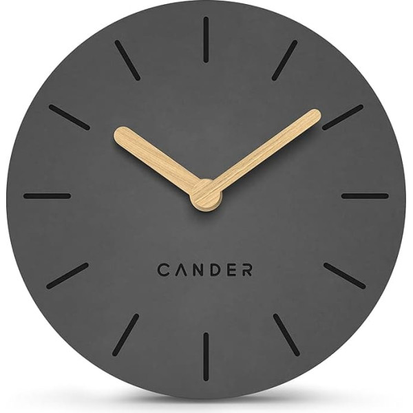 Cander Berlin MNU 2615 G Настольные часы серые 15 см на батарейках без тиканья Винтаж Аналоговые Современные Деревянные стрелки МДФ