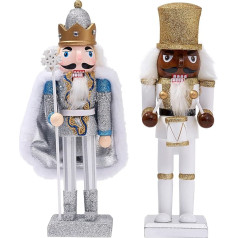 THE TWIDDLERS 2 рождественские деревянные фигурки Щелкунчика, 26 см, традиционное рождественское украшение, белый, серебряный и золотой