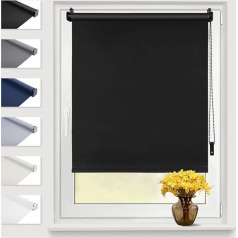 Рулонная штора Eurohome Blackout, термоштора, 70 x 130 см (ширина ткани 66 см), черный, Klemmfix, не требует сверления, с покрытием того же цвета, штора с боков