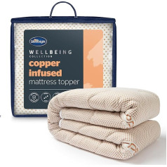 Топпер для матраса Silentnight Wellbeing Copper King обладает естественными противоаллергическими, охлаждающими и антибактериальными свойствами меди, п