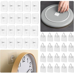 Brelet Picture Hangers, 40 Pieces Wall Mounted No Drilling Wall Hanging Tab Picture Hook Frame No Drilling for Picture Frames Wall Art Mirror Kitchen