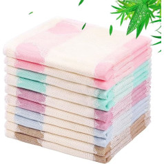 Arwllzz 10 упаковок бамбуковых полотенец для чая 12 x 12 дюймов Кухонные мочалки Машинная стирка Чистящие салфетки Впитывающие многоразовые мале
