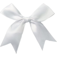 Duories Pack of 50 8.5 x 8.5 cm Satin Ribbon Bows, Satin Ribbon Decorative Bows Ready Bows Gift Bows for DIY Crafts Wedding Christmas Valentine's Day Decoration Card Making Embellishments, White