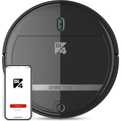 Di4 Gyro 2000 Робот-пылесос 4 в 1, пылесосит, подметает, скребет и протирает, управление приложением Alexa и Google Home, 5 программ уборки, 2000 пА, автоматич