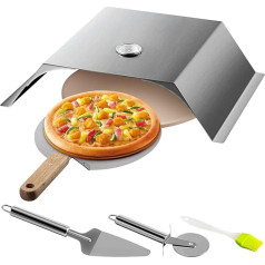 VEVOR Насадка для пиццы, газовый гриль, 3 штуки, крышка для пиццы, 48 x 35 x 17 см, угольный гриль, печь для пиццы, насадка для пиццы из нержавеющей ст