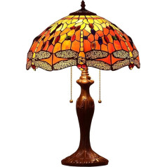 Bieye Orange Tiffany Style Stained Glass Dragonfly Table Lamp Living Room 24