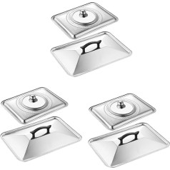 PartyKindom 3 Sätze Edelstahl Deckelkuppel Für Grillpfanne Buffetpfannenabdeckungen Mikrowellen Aluminiumfoliendeckel Grilldeckel Pfannendeckelhalter Buffetwärmerdeckel 2 Stück * 3