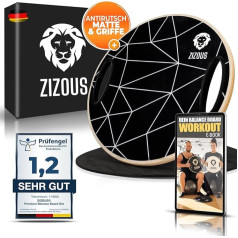 ZIZOUS® Premium Balance Board Test Winner Complete Set - High Quality Wobble Board Including Non-Slip Mat - Balance Trainer with Handles - Balance Board with Ebook