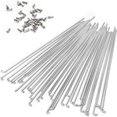 LUXU 36 Pieces 14G J Bend Stainless Steel Bicycle Spokes with 36 Brass Nipples Stainless Steel Spokes for MTB, E-Bike, Downhill, Trekking, City Bikes (250mm-309mm)