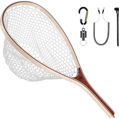 SF Fly Fishing Landing Net Soft Rubber Wooden Frame Small Hole Net Trout Fishing Net Catch and Release Release Combination Kit with Black Magnet/One Net and One Magnet