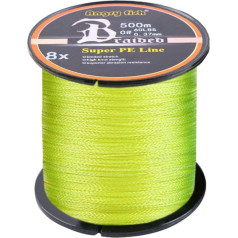 LSHEL Braided Fishing Line 8-fold 500 m PE Super Strong Braided Lines, Yellow, 2.5# 0.25 mm/15.87 kg/35 lb