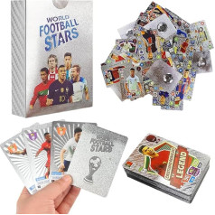 Foreverup Premier League & UEFA Football Cards - 55 World Cup Football Star Cards, Gold Foil Football Cards 2024 Premier League, UEFA Champions League Football Fans Collect Football Cards (Silver)