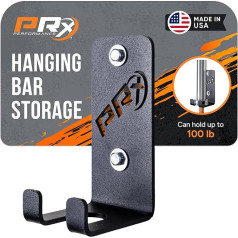 PRx Performance Single Barbell Storage Wall Mounted Holder Vertical American Steel Black Powder Coated Space Saving Commercial or Home Fitness Accessories