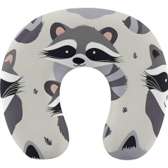 Милый енот подушка для путешествий, поддержка шеи, пена с эффектом памяти, U-образная подушка, мягкая, удобная, подушка для шеи, подушка для с