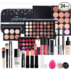 BrilliantDay 15 Piece Multi-Purpose Makeup Set, All-in-One Makeup Gift Set, Cosmetic Palette Starter Kit, Lip Gloss, Blush, Brush, Eyeshadow Palette, Highly Pigmented, for Women, Girls