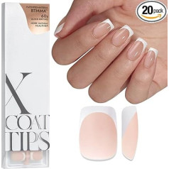 BTArtbox French Press On Nails, короткие квадратные наконечники для ногтей, мягкие гелевые наконечники для ногтей, французский XCOATTIPS с предварительно на