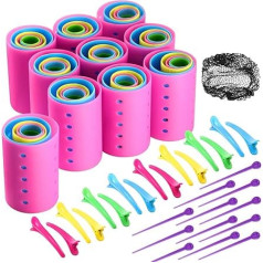 Набор бигуди из 141 штуки включает 60 пластиковых гладких бигуди с 60 шпильками, 20 заколок с утиными зубцами и черную сетку для укладки волос, с